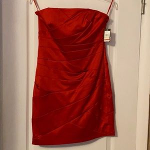 Vince Camuto Red Strapless Cocktail Dress